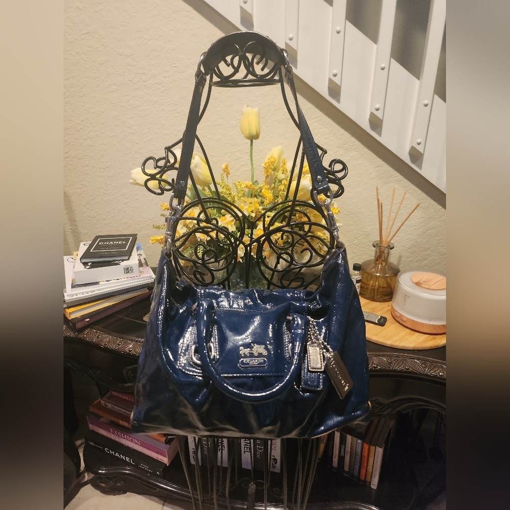 Coach Madison Sabrina Blue Patent Satchel